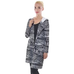 Ethno Seamless Pattern Hooded Pocket Cardigan by Pakrebo