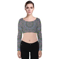 Background Image Creativity Velvet Long Sleeve Crop Top