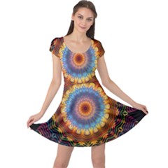 Colorful Prismatic Chromatic Cap Sleeve Dress by Pakrebo