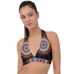 Colorful Prismatic Chromatic Halter Plunge Bikini Top