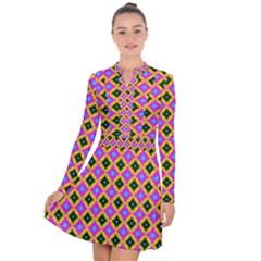 Tile Background Image Design Long Sleeve Panel Dress