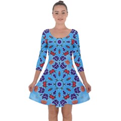 Farbenpracht Kaleidoscope Quarter Sleeve Skater Dress