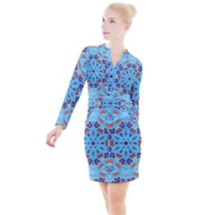 Farbenpracht Kaleidoscope Button Long Sleeve Dress