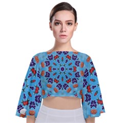 Farbenpracht Kaleidoscope Tie Back Butterfly Sleeve Chiffon Top by Pakrebo