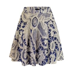 Point De Rose High Waist Skirt by Pakrebo