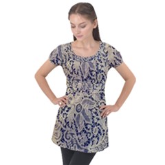 Point De Rose Puff Sleeve Tunic Top