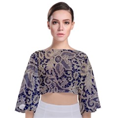 Point De Rose Tie Back Butterfly Sleeve Chiffon Top