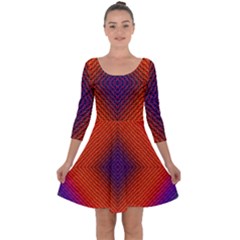 Background Fractals Surreal Design Quarter Sleeve Skater Dress