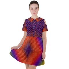 Background Fractals Surreal Design Short Sleeve Shoulder Cut Out Dress 