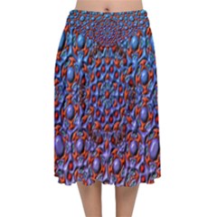 Tile Background Image Pattern 3d Velvet Flared Midi Skirt