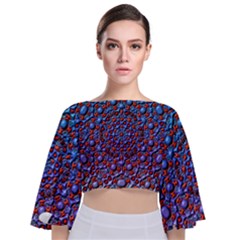 Tile Background Image Pattern 3d Tie Back Butterfly Sleeve Chiffon Top