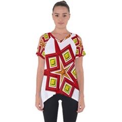 Pattern Tile Decorative Design Star Cut Out Side Drop Tee by Pakrebo