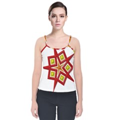 Pattern Tile Decorative Design Star Velvet Spaghetti Strap Top