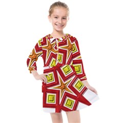 Pattern Tile Decorative Design Star Kids  Quarter Sleeve Shirt Dress