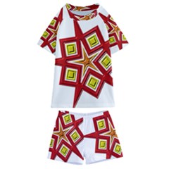 Pattern Tile Decorative Design Star Kids  Swim Tee And Shorts Set