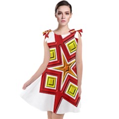 Pattern Tile Decorative Design Star Tie Up Tunic Dress