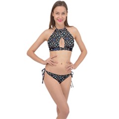 Tile Background Image Pattern Patterns Cross Front Halter Bikini Set