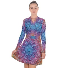 Background Pattern Texture Long Sleeve Panel Dress