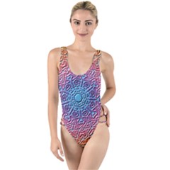 Background Pattern Texture High Leg Strappy Swimsuit