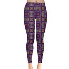 Tile Pattern Background Image Purple Leggings  by Pakrebo