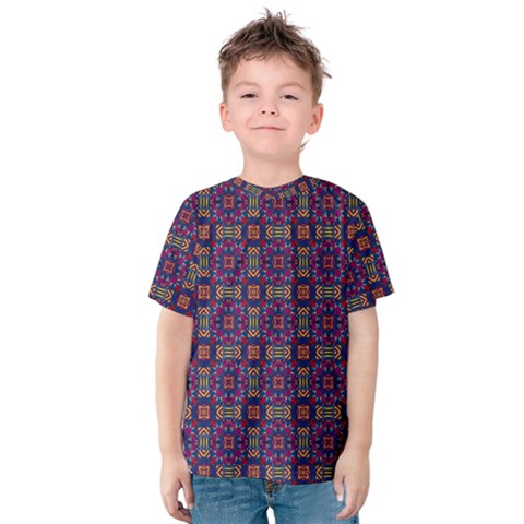 Tile Pattern Background Image Purple Kids  Cotton Tee by Pakrebo