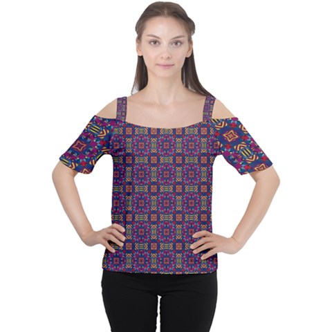 Tile Pattern Background Image Purple Cutout Shoulder Tee by Pakrebo