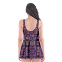 Tile Pattern Background Image Purple Skater Dress Swimsuit View2