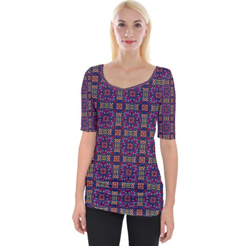 Tile Pattern Background Image Purple Wide Neckline Tee by Pakrebo