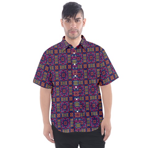 Tile Pattern Background Image Purple Men s Short Sleeve Shirt by Pakrebo