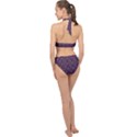 Tile Pattern Background Image Purple Halter Side Cut Swimsuit View2