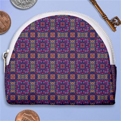 Tile Pattern Background Image Purple Horseshoe Style Canvas Pouch