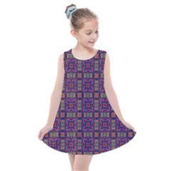 Tile Pattern Background Image Purple Kids  Summer Dress