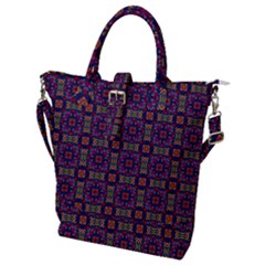 Tile Pattern Background Image Purple Buckle Top Tote Bag