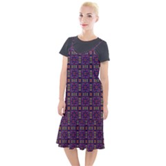 Tile Pattern Background Image Purple Camis Fishtail Dress