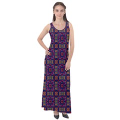 Tile Pattern Background Image Purple Sleeveless Velour Maxi Dress