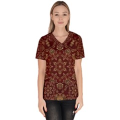 Image Background Pattern Women s V-neck Scrub Top