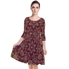 Image Background Pattern Quarter Sleeve Waist Band Dress