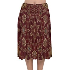 Image Background Pattern Velvet Flared Midi Skirt