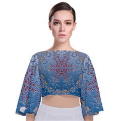 Pattern Background Pattern Tie Back Butterfly Sleeve Chiffon Top