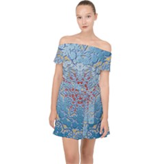 Pattern Background Pattern Off Shoulder Chiffon Dress