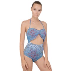 Pattern Background Pattern Scallop Top Cut Out Swimsuit