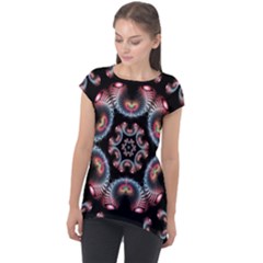 Ornament Kaleidoscope Cap Sleeve High Low Top