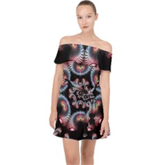 Ornament Kaleidoscope Off Shoulder Chiffon Dress