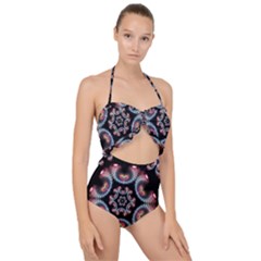 Ornament Kaleidoscope Scallop Top Cut Out Swimsuit