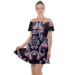 Ornament Kaleidoscope Off Shoulder Velour Dress