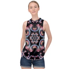 Ornament Kaleidoscope High Neck Satin Top