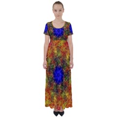 Background Image Tile Abstract High Waist Short Sleeve Maxi Dress