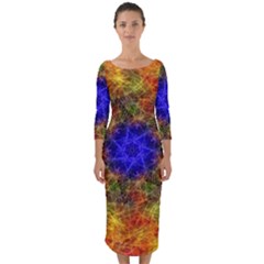 Background Image Tile Abstract Quarter Sleeve Midi Bodycon Dress