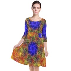 Background Image Tile Abstract Quarter Sleeve Waist Band Dress