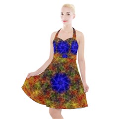 Background Image Tile Abstract Halter Party Swing Dress 